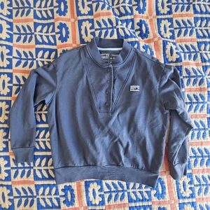 Patagonia Regenerative Organic Pilot Cotton Snap Sweatshirt Sz S. Blue Grey